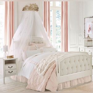 Pottery Barn Monique Lhuillier White Tulle Floral Canopy Panels